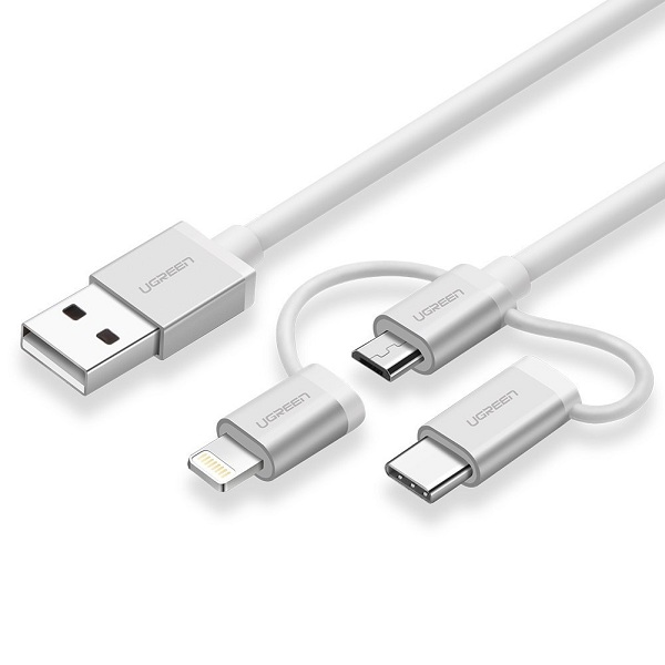 Cáp 3 in 1 USB-C, Micro USB, Lightning dài 1m Ugreen 30461